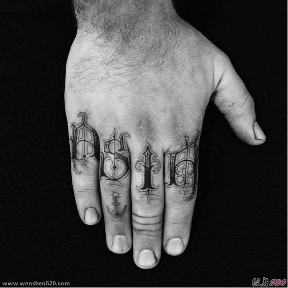 12款手指关节上的刻字纹身图案