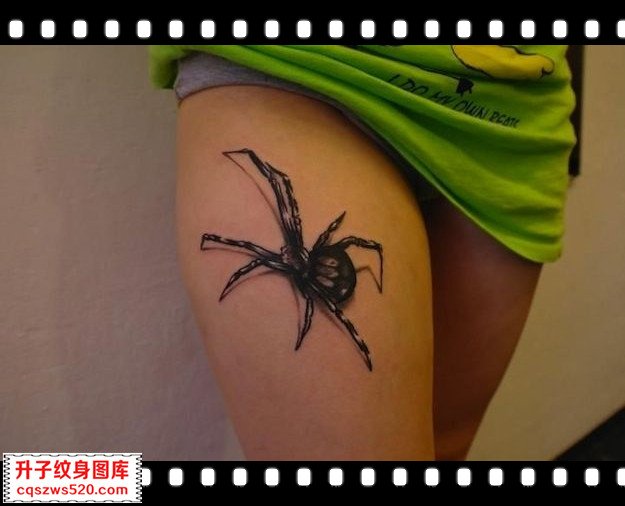 大腿蜘蛛纹身 升子刺青  重庆纹身价格 重庆知名纹身店