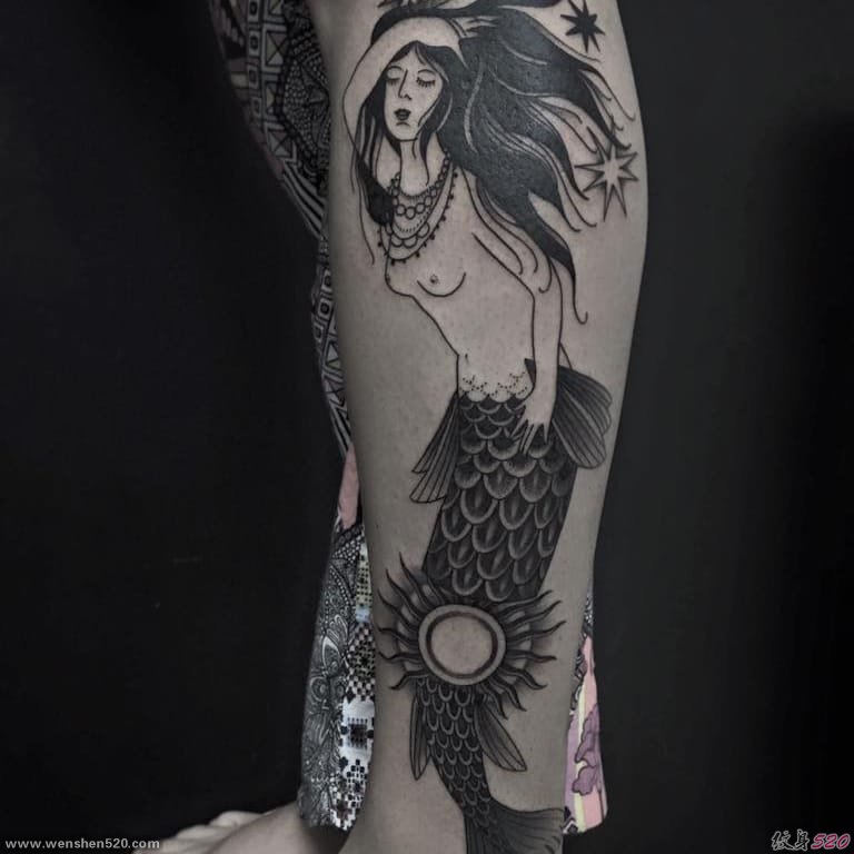 纹身师安德烈投的一组黑色点刺纹身图案