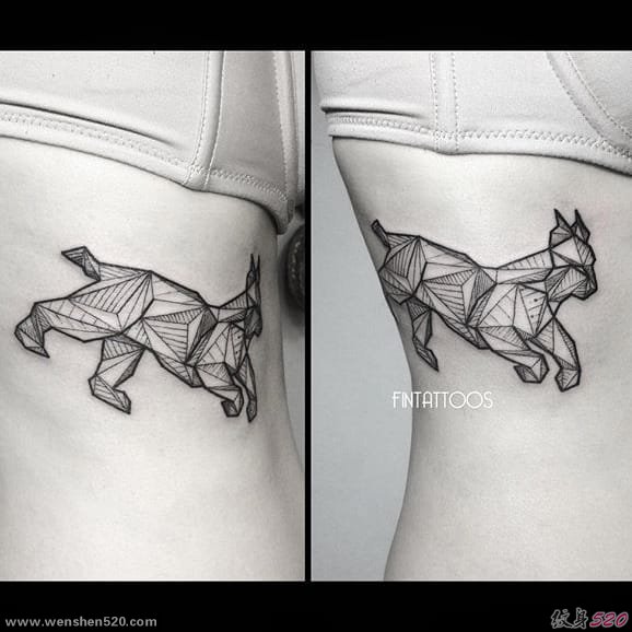 不可抵抗的几何图形动物纹身图案作品