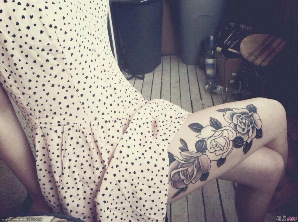 多款女性性感腿部纹身图案