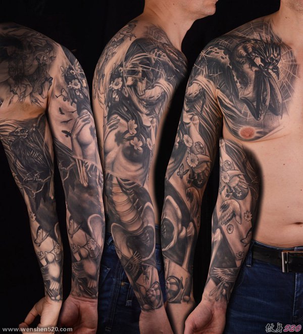 22款漂亮的男性花臂纹身图案