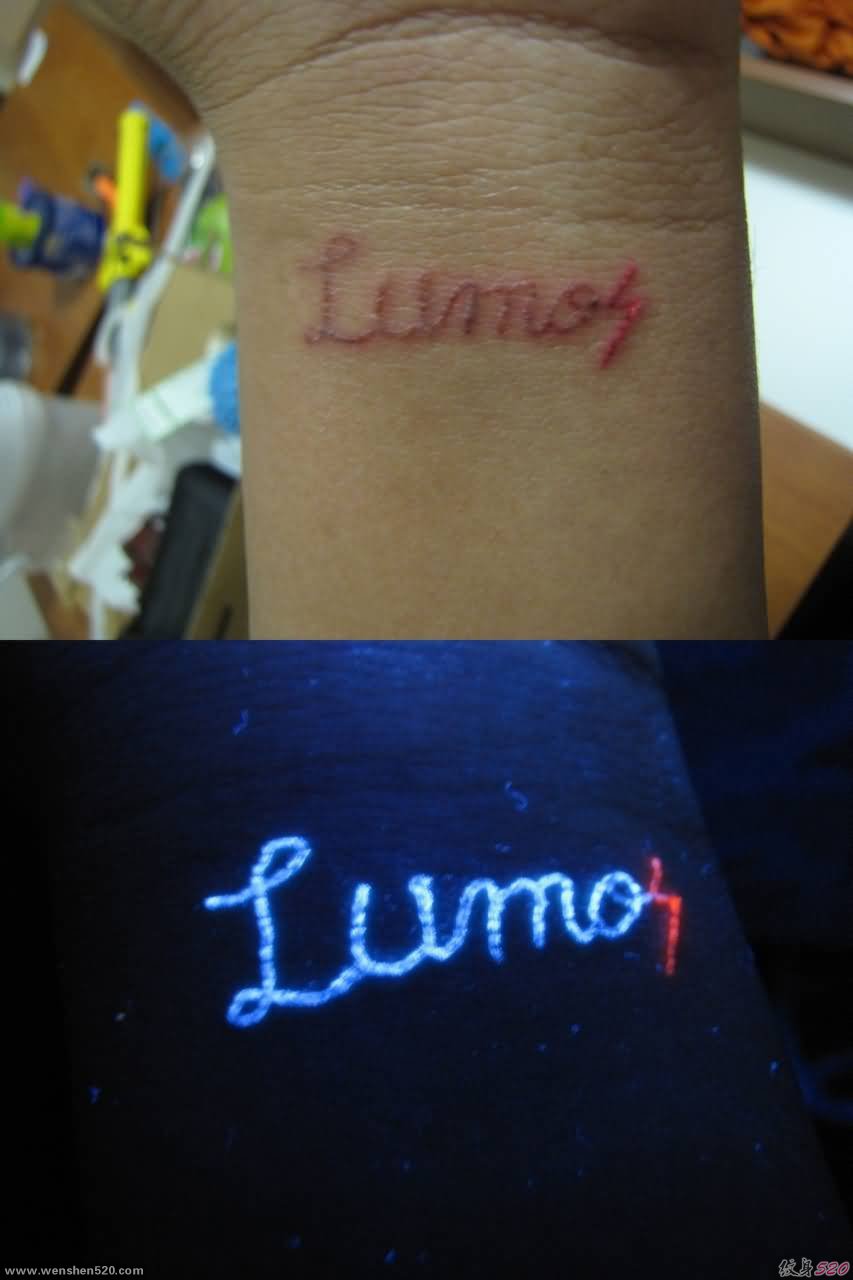有个性的荧光文字隐形纹身图案