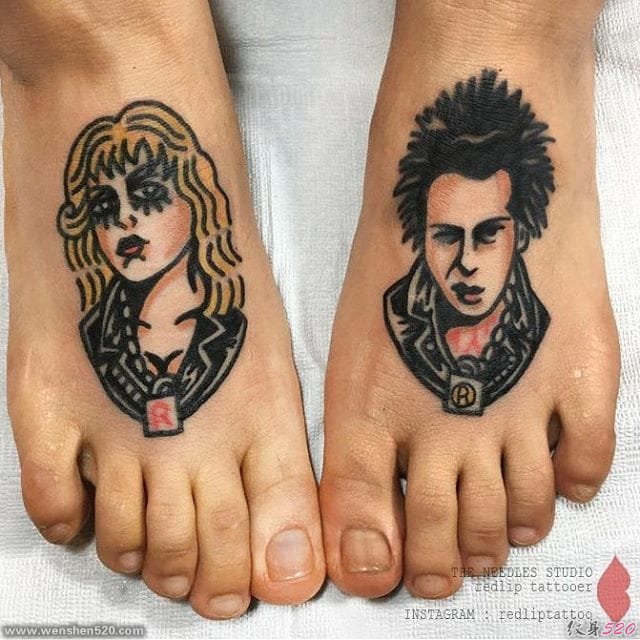 古怪的传统风格人物纹身图案