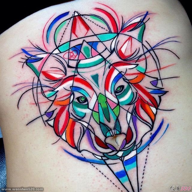 丰富多彩的抽象立体主义纹身图案来自塞巴斯蒂安·巴龙纹身