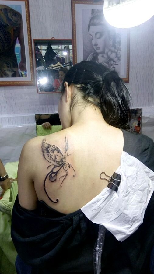 蝴蝶天使纹身图案
