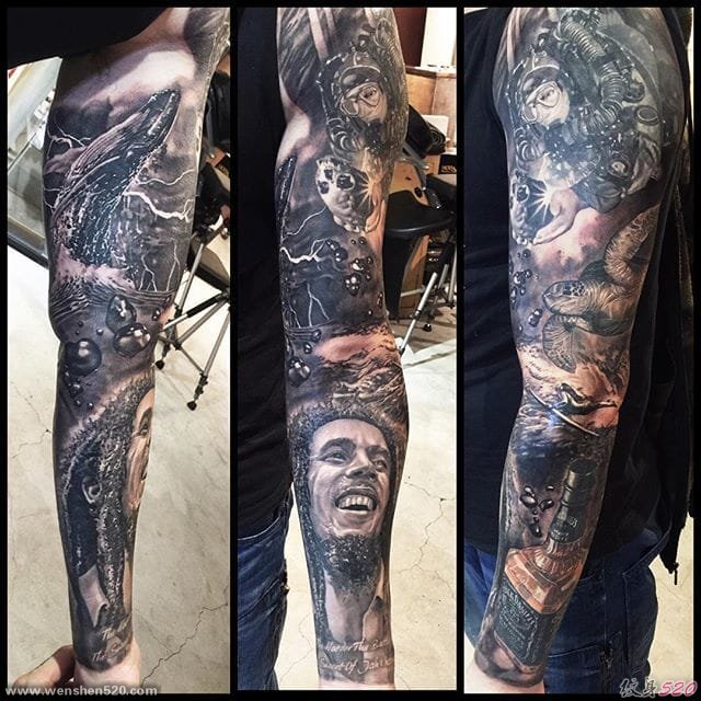 迷人的黑灰色纹身图案来自杰克林