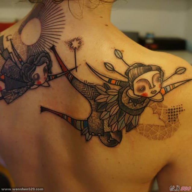 有启发性含义的漂亮抽象拼图纹身图案来自努恩