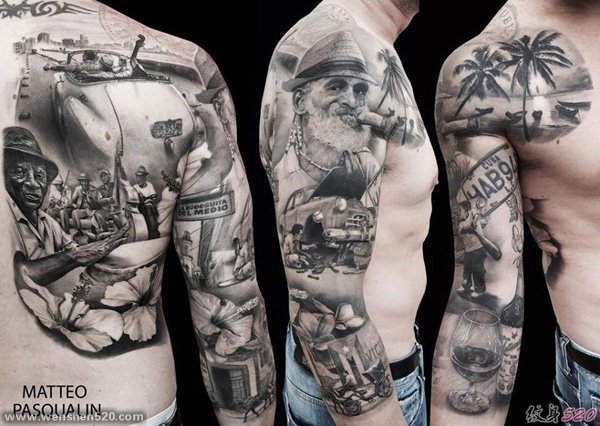 纹身男女漂亮帅气的花臂纹身图案