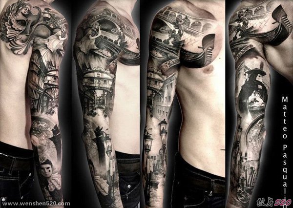 纹身男女漂亮帅气的花臂纹身图案