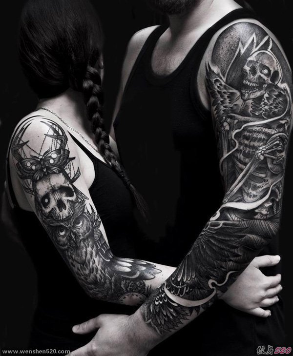 纹身男女漂亮帅气的花臂纹身图案