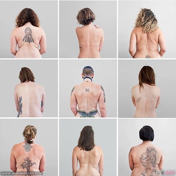 多款女性背部形象纹身图案