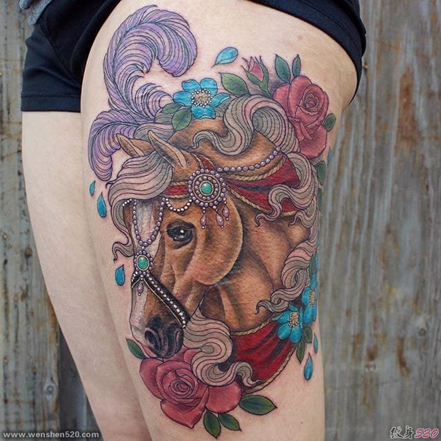 漂亮的新传统（Neo-traditional）纹身图案来自乔治娜