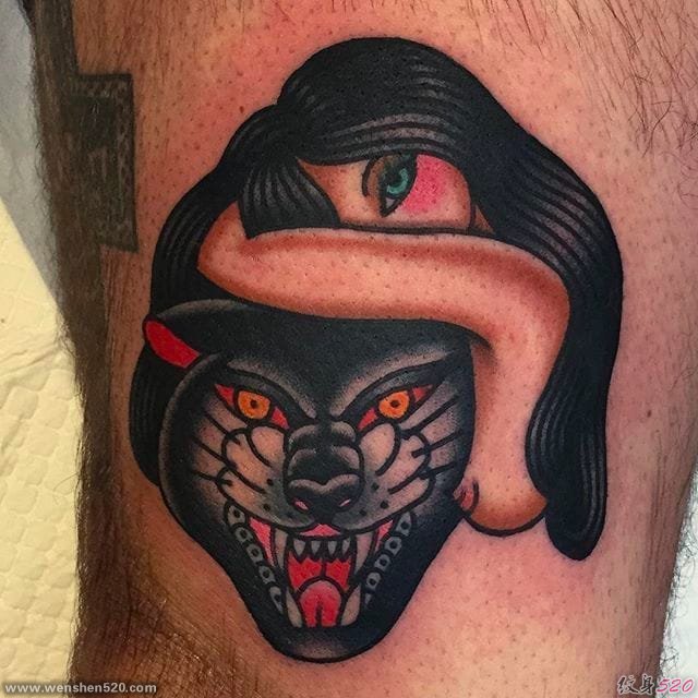 漂亮的传统风格女孩纹身图案来自贾克琳