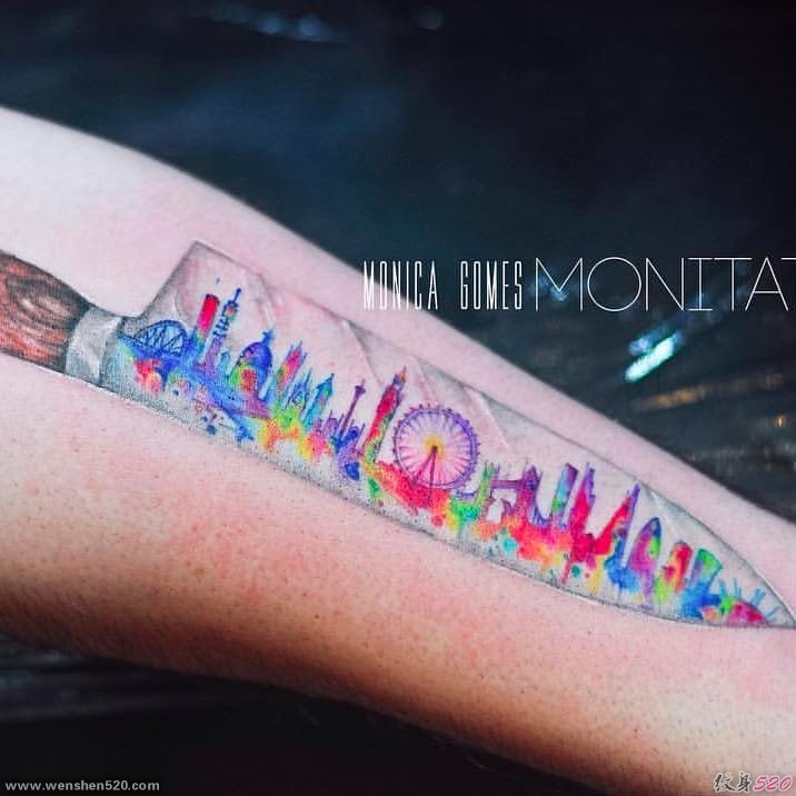 明亮而美丽的水彩画纹身图案来自莫妮卡戈麦斯