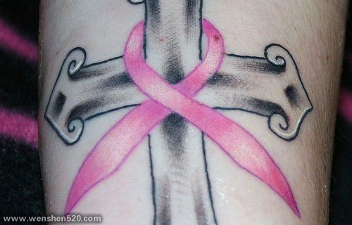 30款代表癌症粉红色的丝带纹身图片