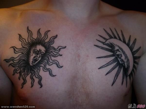 迷人的月亮主题纹身图案