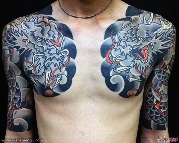 多款男性日本风格全甲纹身图案