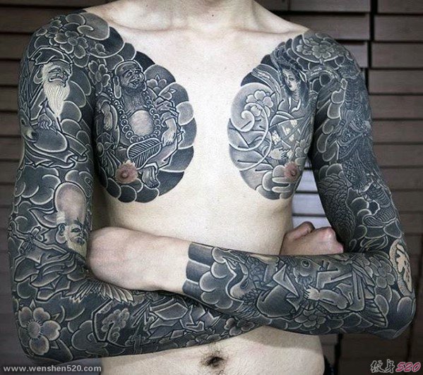 多款男性日本风格全甲纹身图案