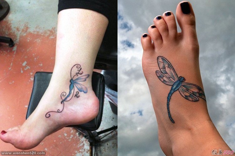 女人身上漂亮的蜻蜓纹身图案