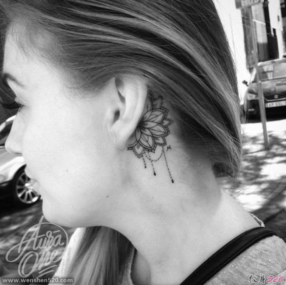 30款女生耳后根漂亮的小清新纹身图案