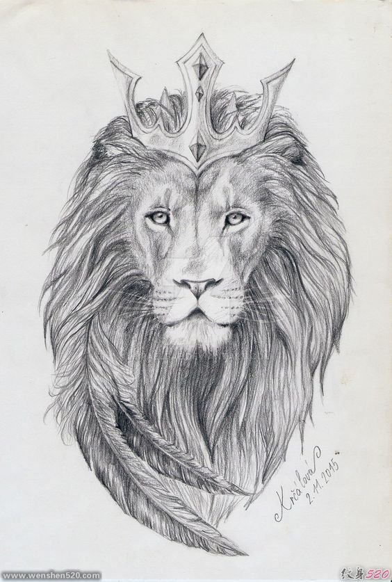 霸气的狮子王纹身图案手稿素材图片