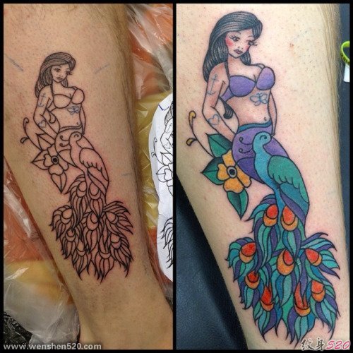 多款纹身女性漂亮的美人鱼纹身图案
