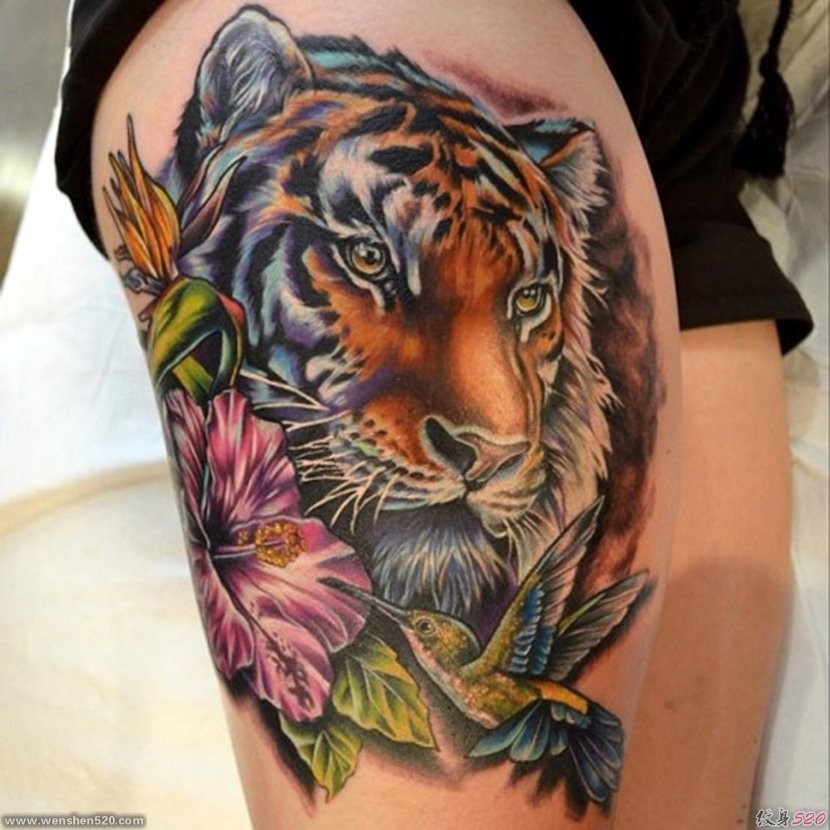 很帅气很凶猛的老虎纹身图案