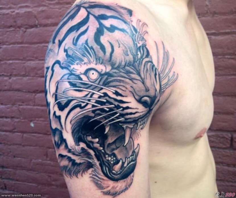 很帅气很凶猛的老虎纹身图案