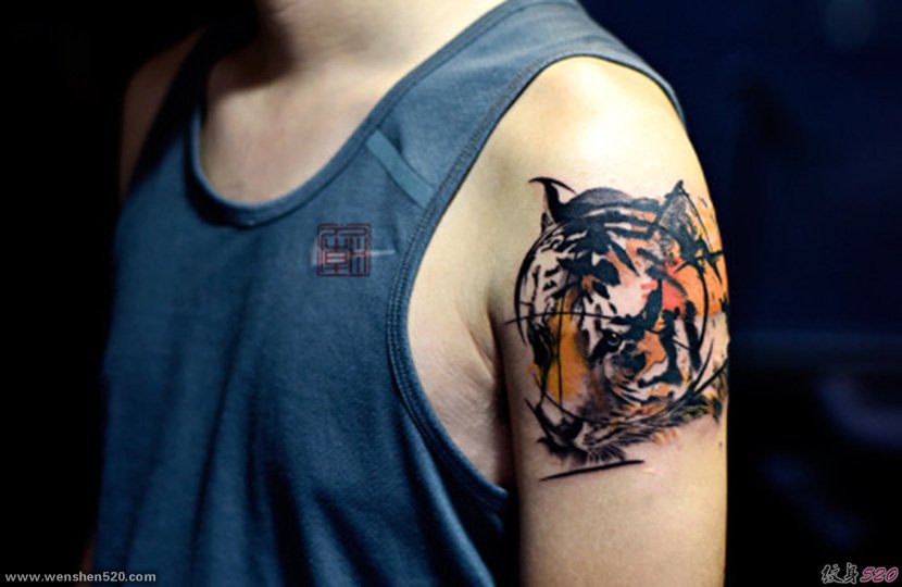 很帅气很凶猛的老虎纹身图案