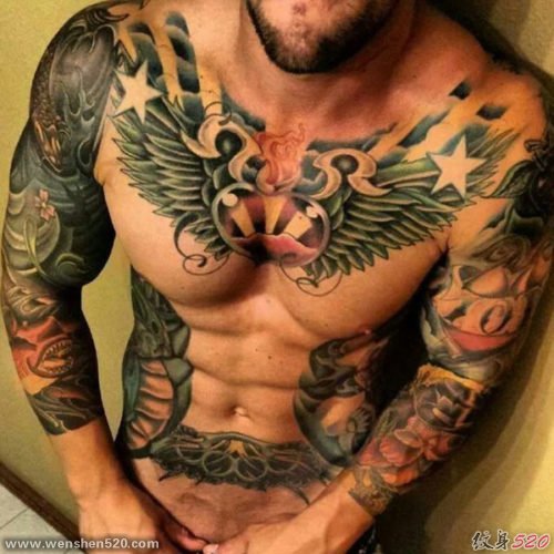 男性帅气的花臂纹身图案