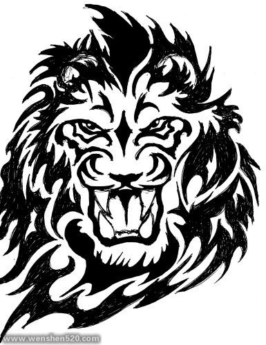 15款多风格狮子图腾纹身图案手稿素材