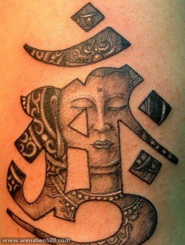 个性帅气的梵文字纹身图案