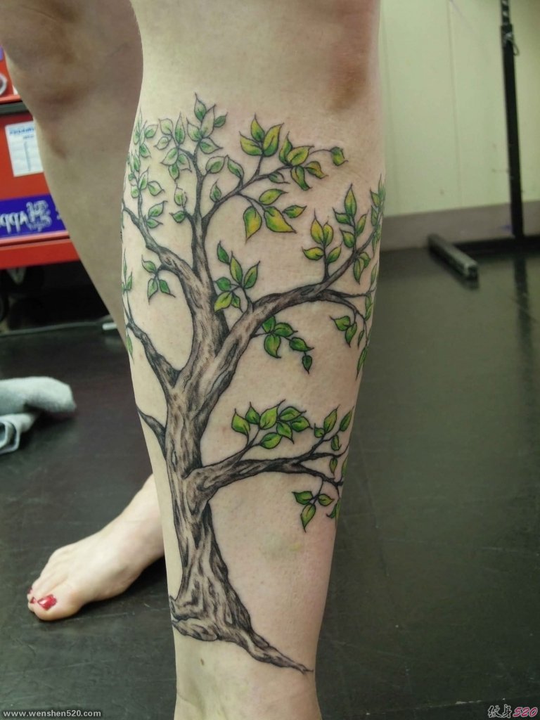 女性身上漂亮的大树纹身图案