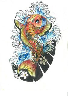几款锦鲤纹身图案手稿素材