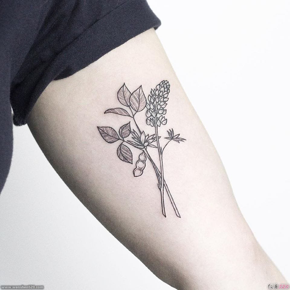 黑色清新的装饰风格纹身图案来自蕾切尔