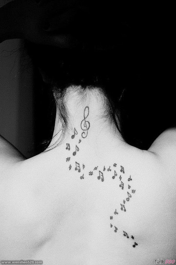 多款帅气的音乐主题音符纹身图案