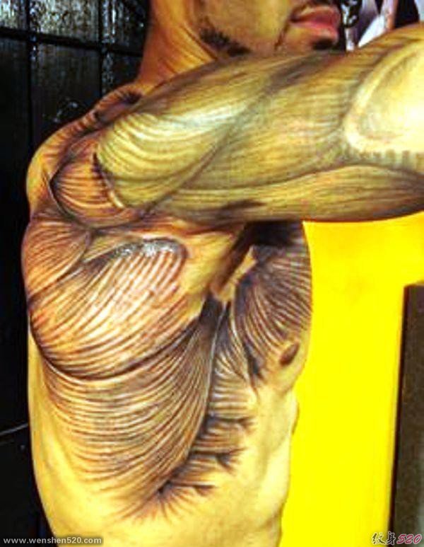 男性血腥的肌肉外露纹身图案