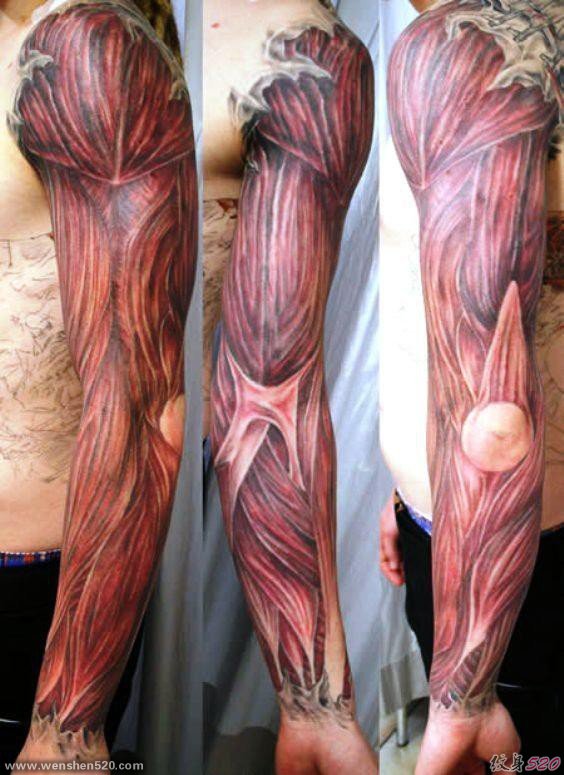 男性血腥的肌肉外露纹身图案