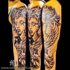 ​古埃及主题荷鲁斯之眼印章及艳后纹身图案