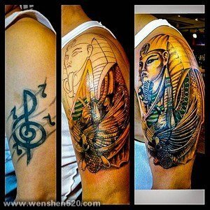 ​古埃及主题荷鲁斯之眼印章及艳后纹身图案