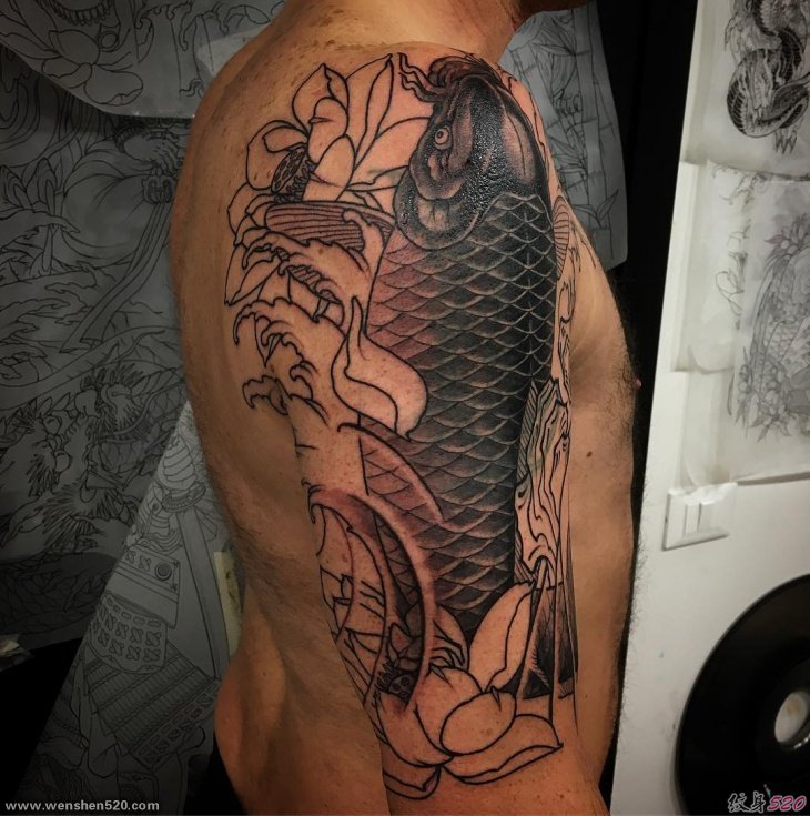 多款超精致的鲤鱼纹身图案