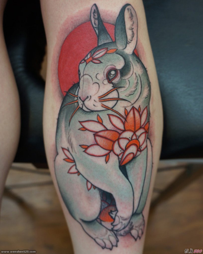 多种风格可爱的兔子纹身图案