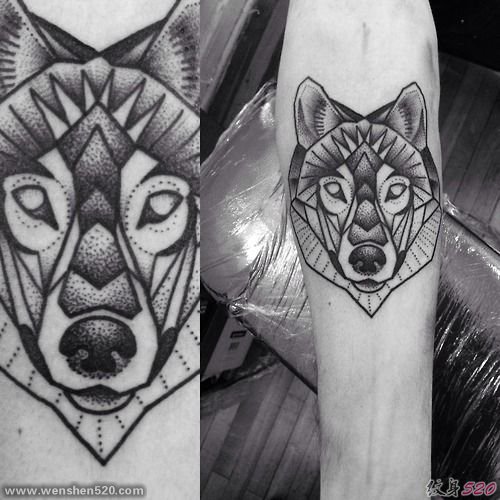 18款霸气的几何纹身狼纹身图案