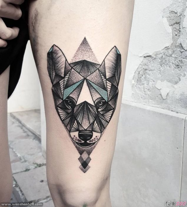18款霸气的几何纹身狼纹身图案