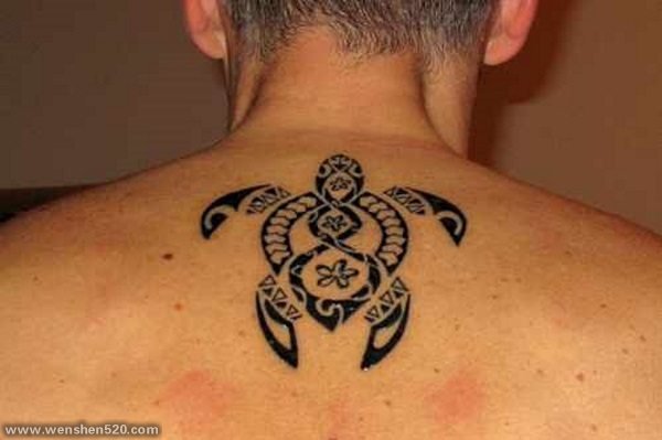 个性的黑色乌龟部落图腾纹身图案