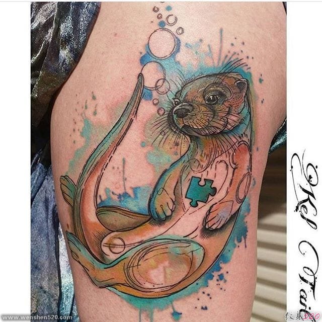 20款可爱的生物水獭纹身图案