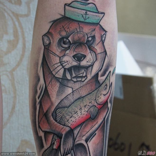 20款可爱的生物水獭纹身图案