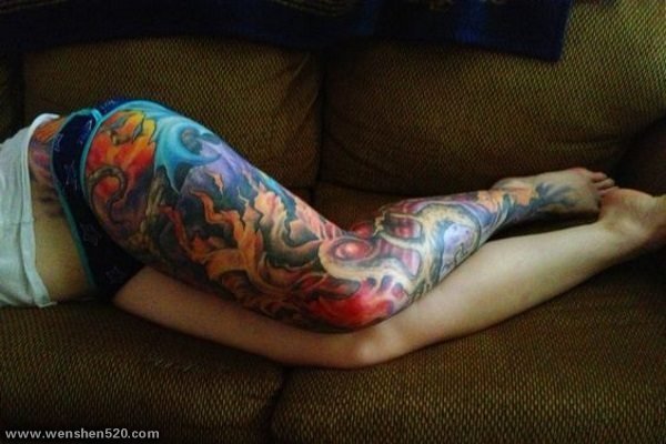 多款帅气的大花腿纹身图案