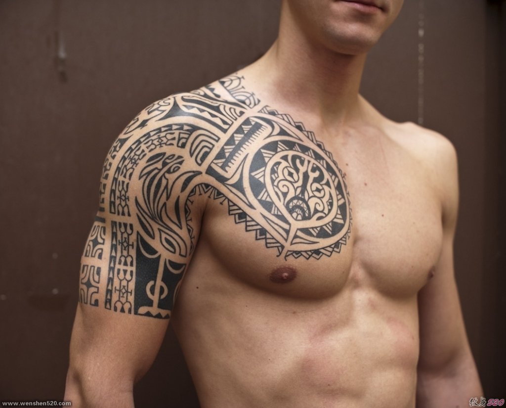 男性多种风格帅气的半甲纹身图案